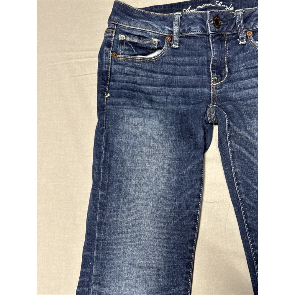 American Eagle Women Medium Wash Super Stretch Skinny Leg Denim Blue Jeans 2 Reg - Picture 4 of 16